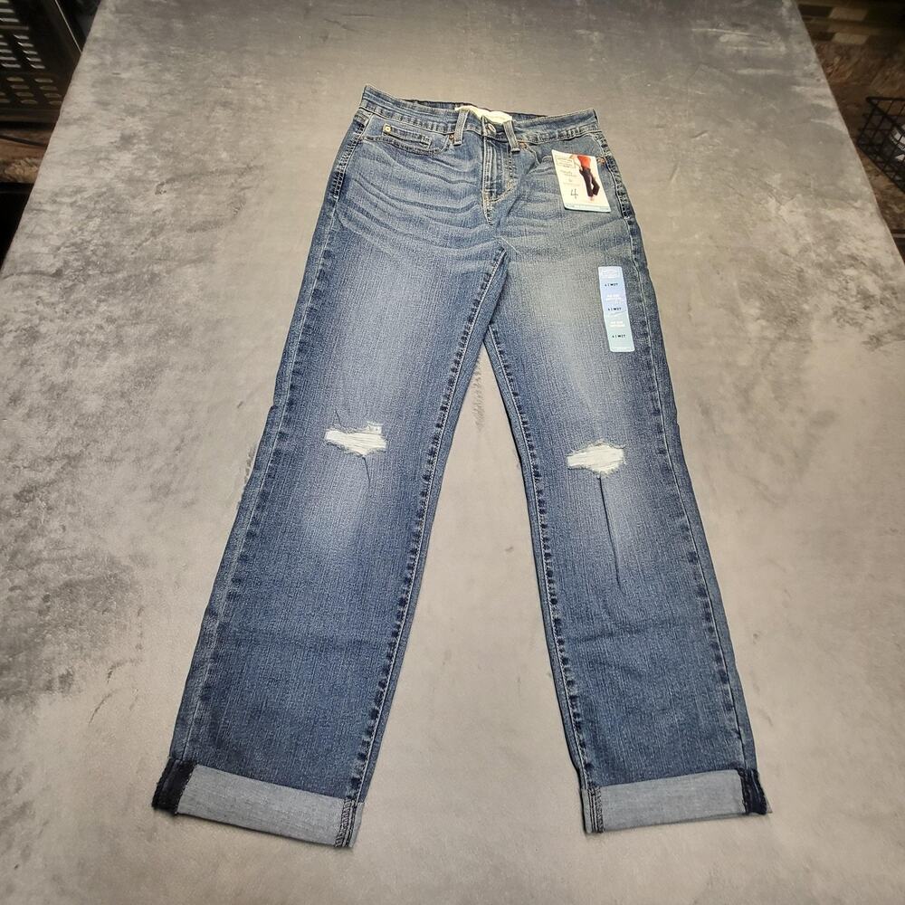 Signature By Levi Strauss Jeans Womens 4 Blue Mid Rise Boyfriend Distressed